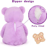 Big Teddy Bear with a Plush Heart, Orange/Lavender, 39 Inches