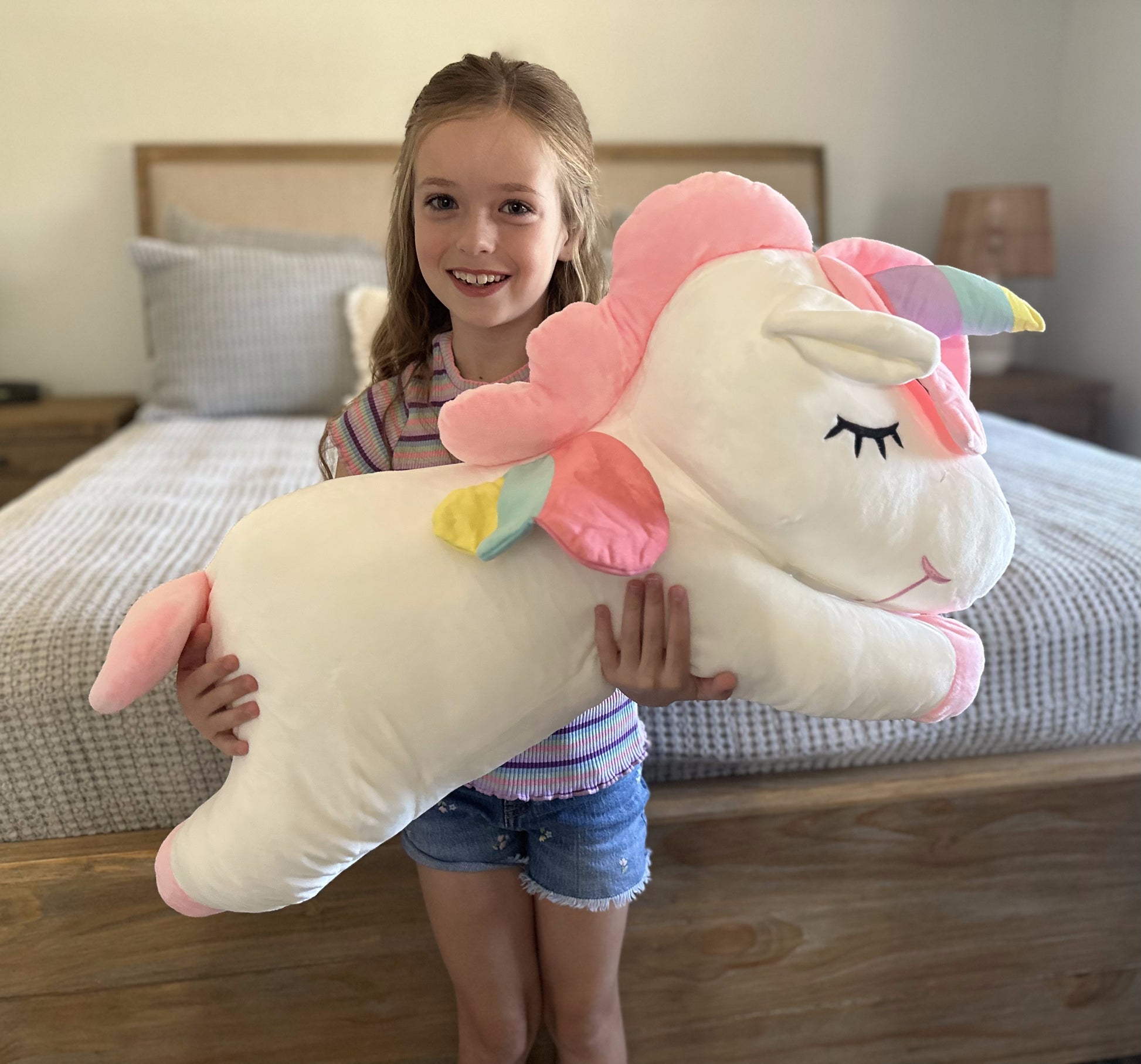 Unicorn Stuffed Toy, Pink/White, 19.6/31.5 Inches