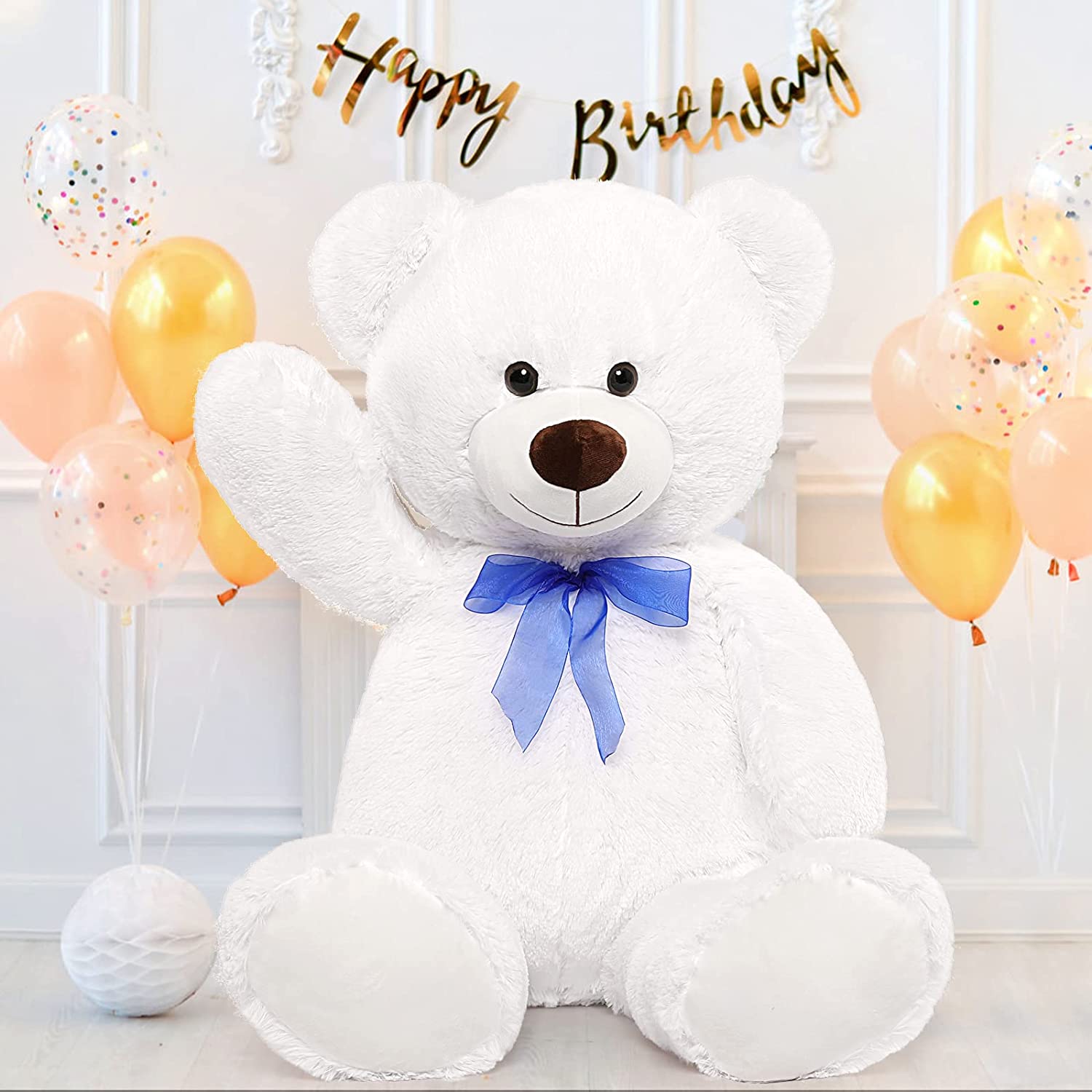 Giant Teddy Bear Plush Toy, White, 35.4/51 Inches - MorisMos Plush Toys