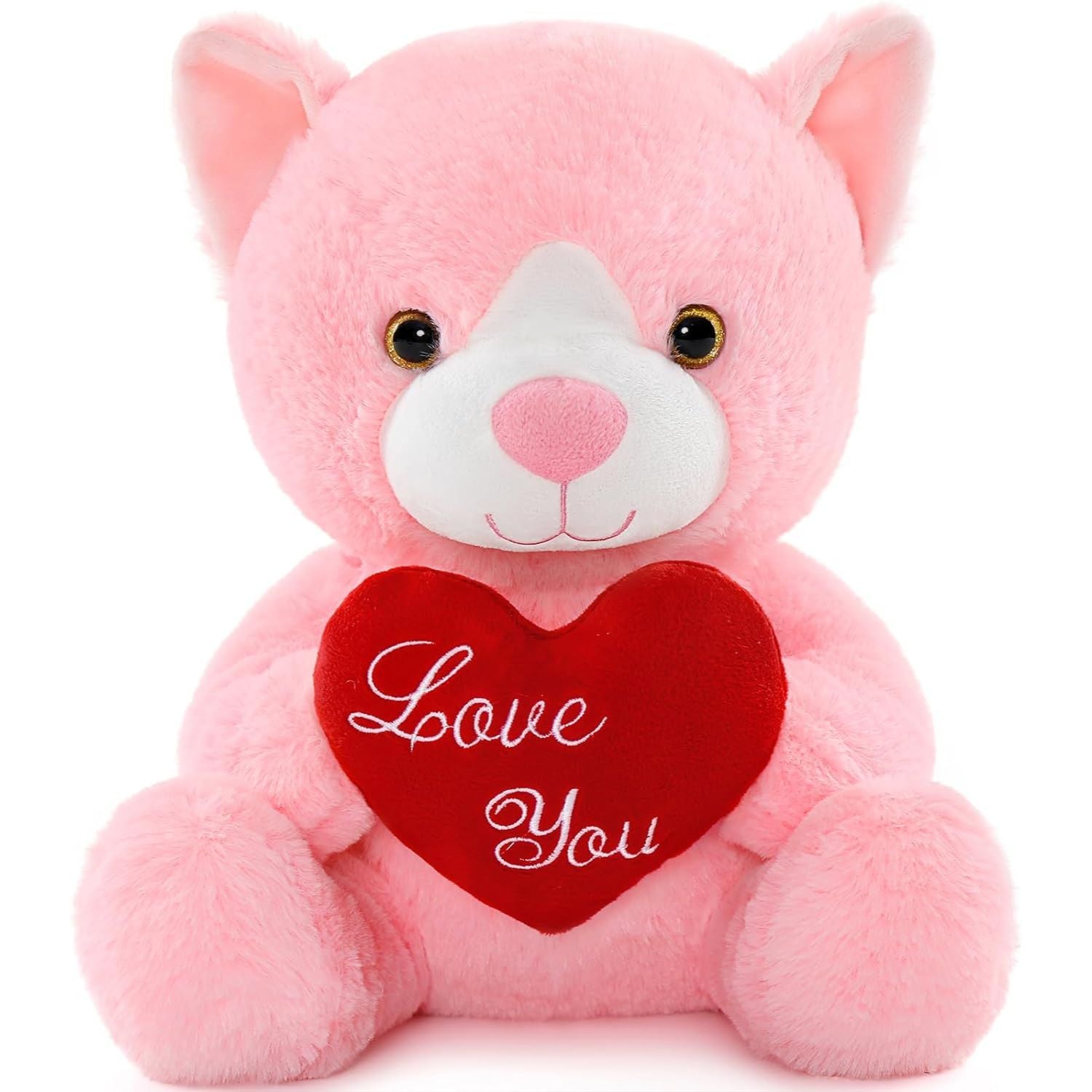 Cat Plush Toy Cartoon Cat Stuffed Animals, Pink, 12 Inches