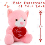 Cat Stuffed Animals 12 Inches - Cartoon Pink Kitten Plush Toys - Valentine's Day/Wedding Anniversary Gift for Her/Him - Christmas/Birthday/Thanksgiving/Valentine's Day Gift for Wife/Husband - Cartoon Cat Plush Pillow - Decorative Cushion Pillows