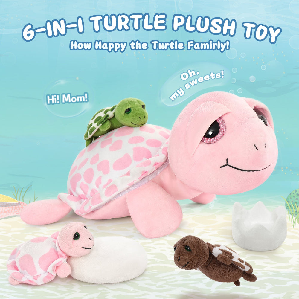 Turtle Sticky Toy Cute Sea Turtle Stuffed Toy Set, Green/Pink, 14 Inches - MorisMos Ocean ...