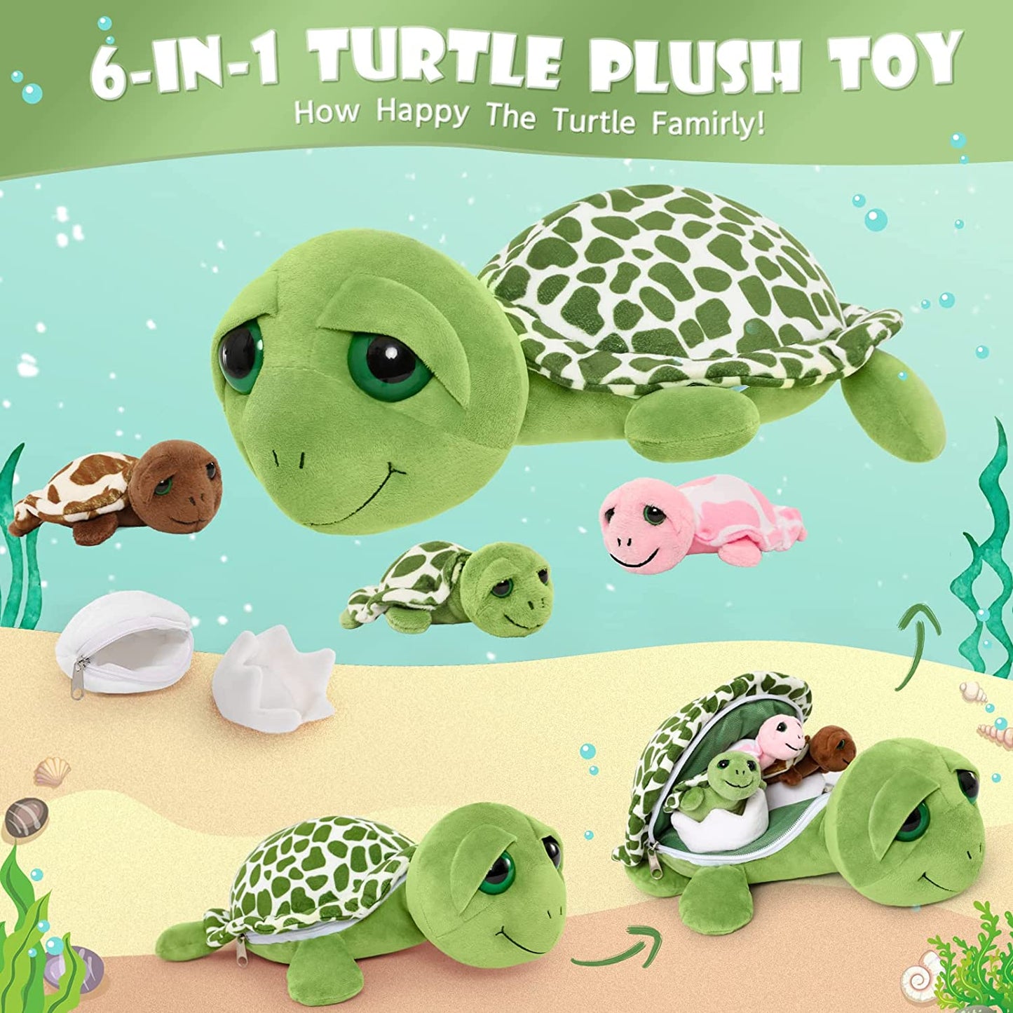 Cute Sea Turtle Stuffed Toy Set, 14 Inches - MorisMos Stuffed Animals