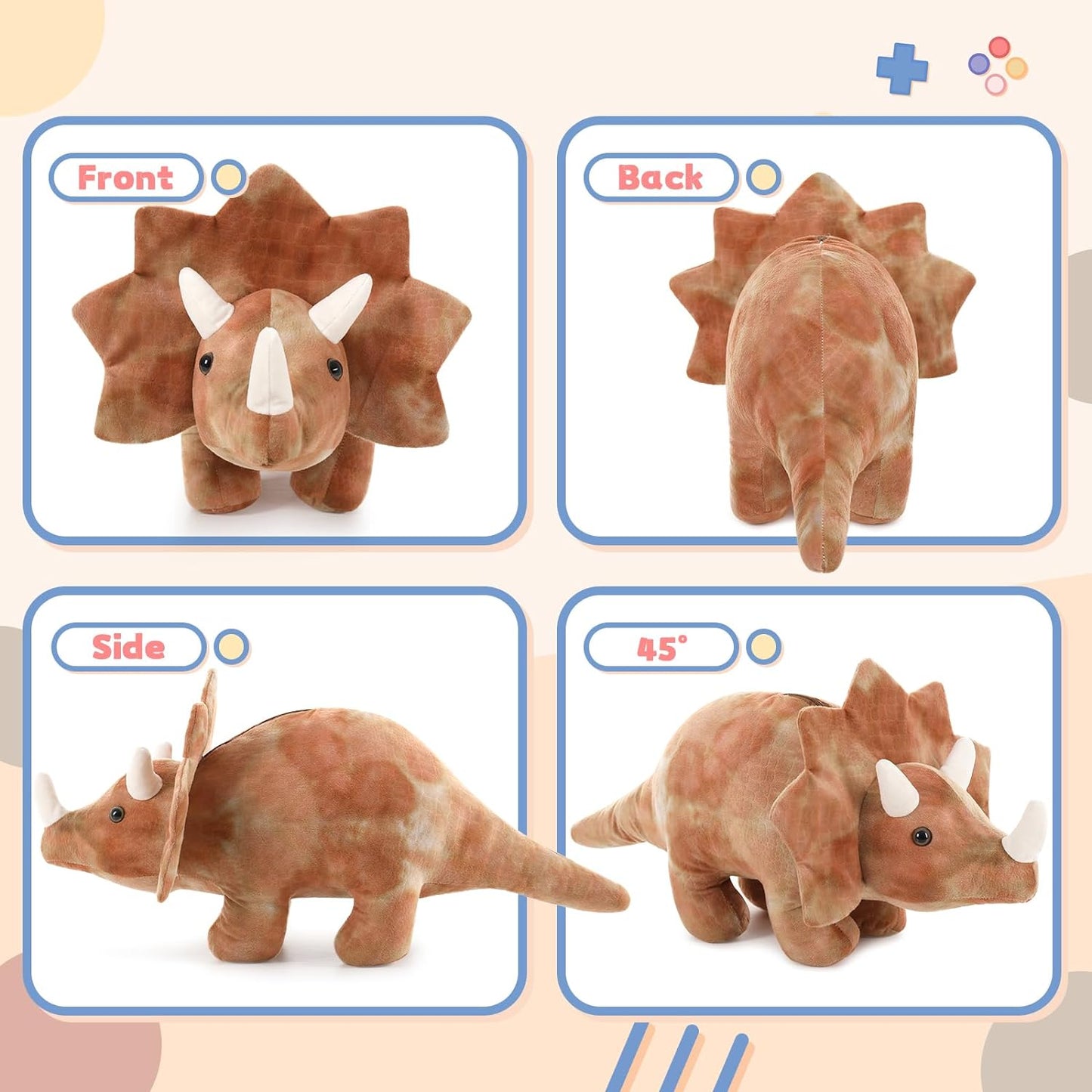 Dinosaur Plush Toy Triceratops Stuffed Toy, 24.5 Inches
