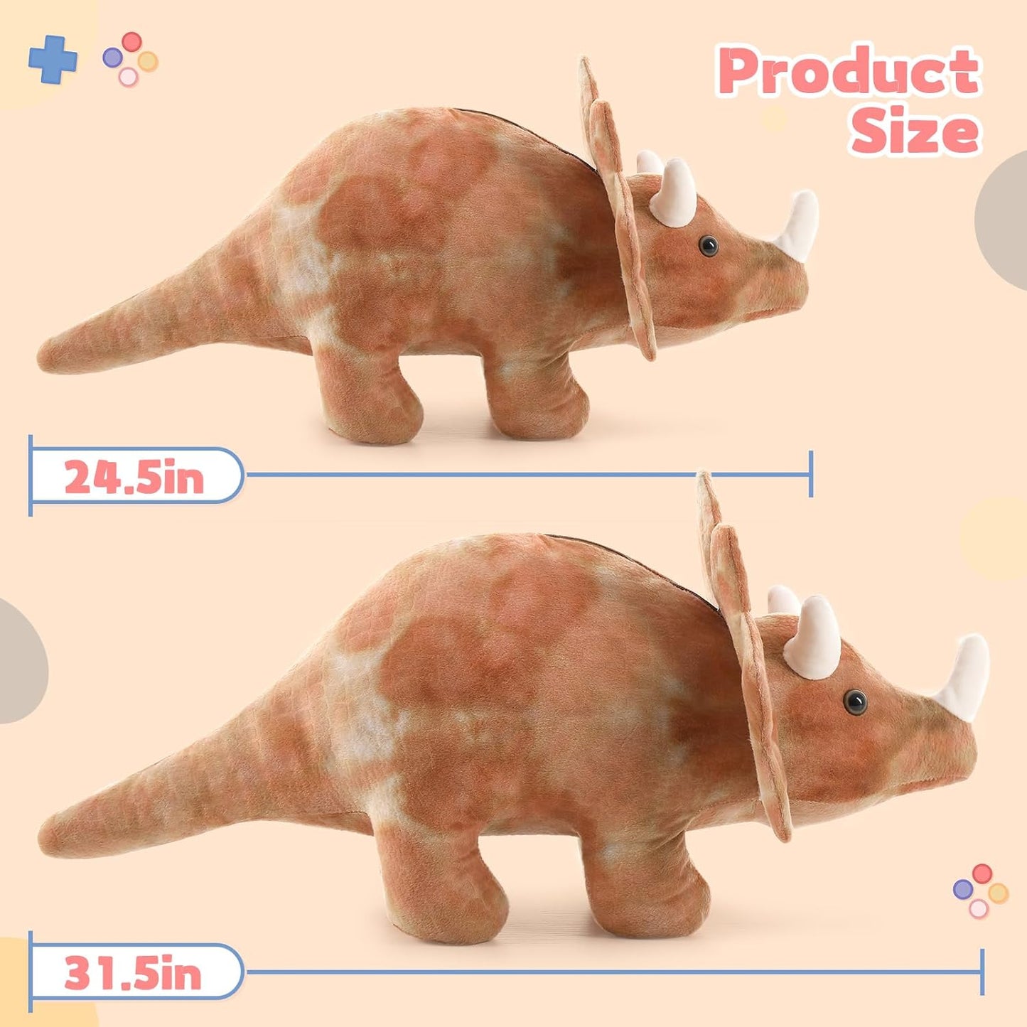 Dinosaur Plush Toy Triceratops Stuffed Toy, 24.5 Inches