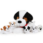 Bernese Mountain Dog Plush Toy Set, 24 Inches - Stuffed Animal Babies with Their Mom - Cute Puppy Plush Toys for Children - Stuffed Animal with Babies in Belly