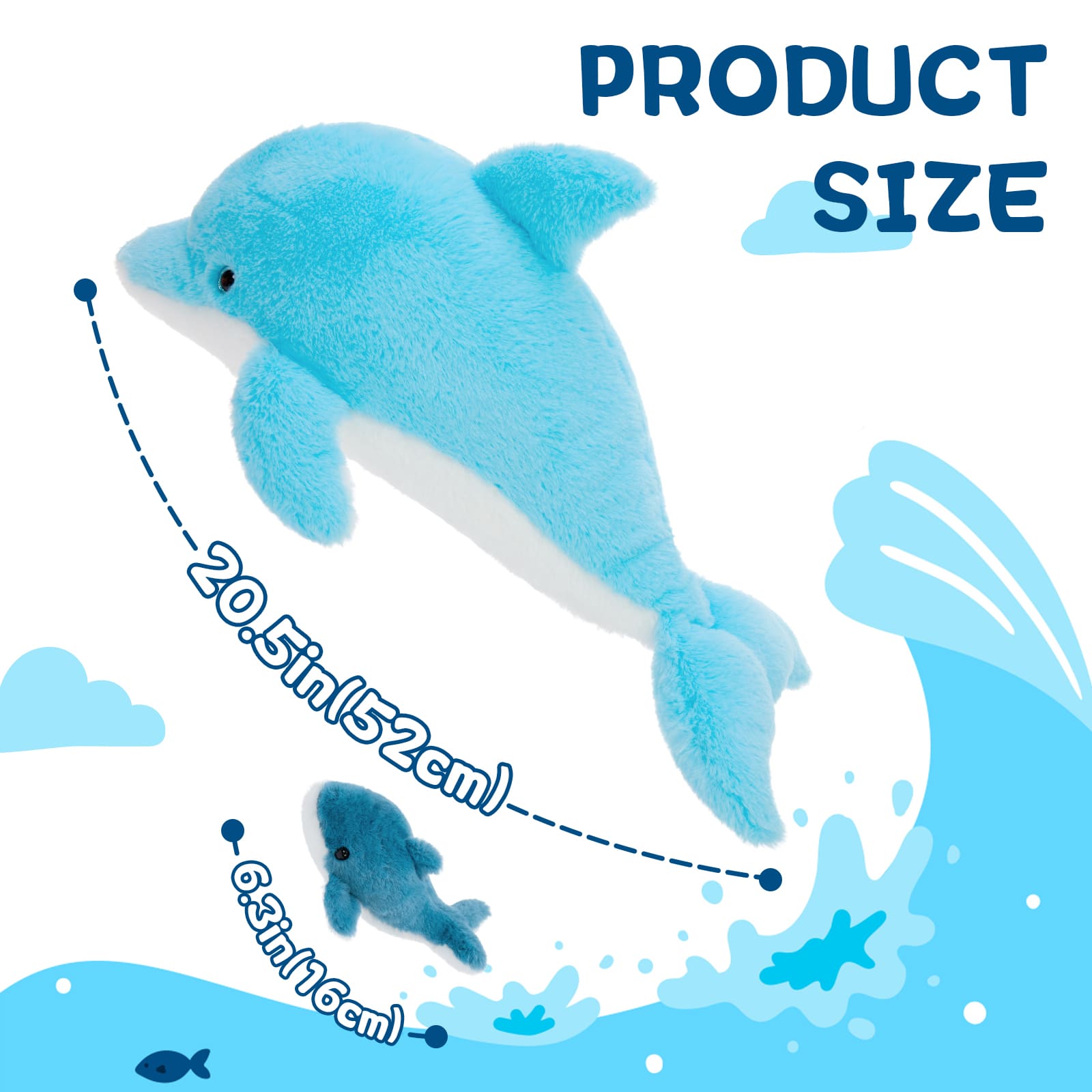 Dolphin Stuffed Animal with 4 Babies, 20.5" Large Dolphin Plush Toy Realistic Ocean Stuffed Animals Soft Plushies Home Decor Christmas Birthday Gifts for Boys Girls Kids