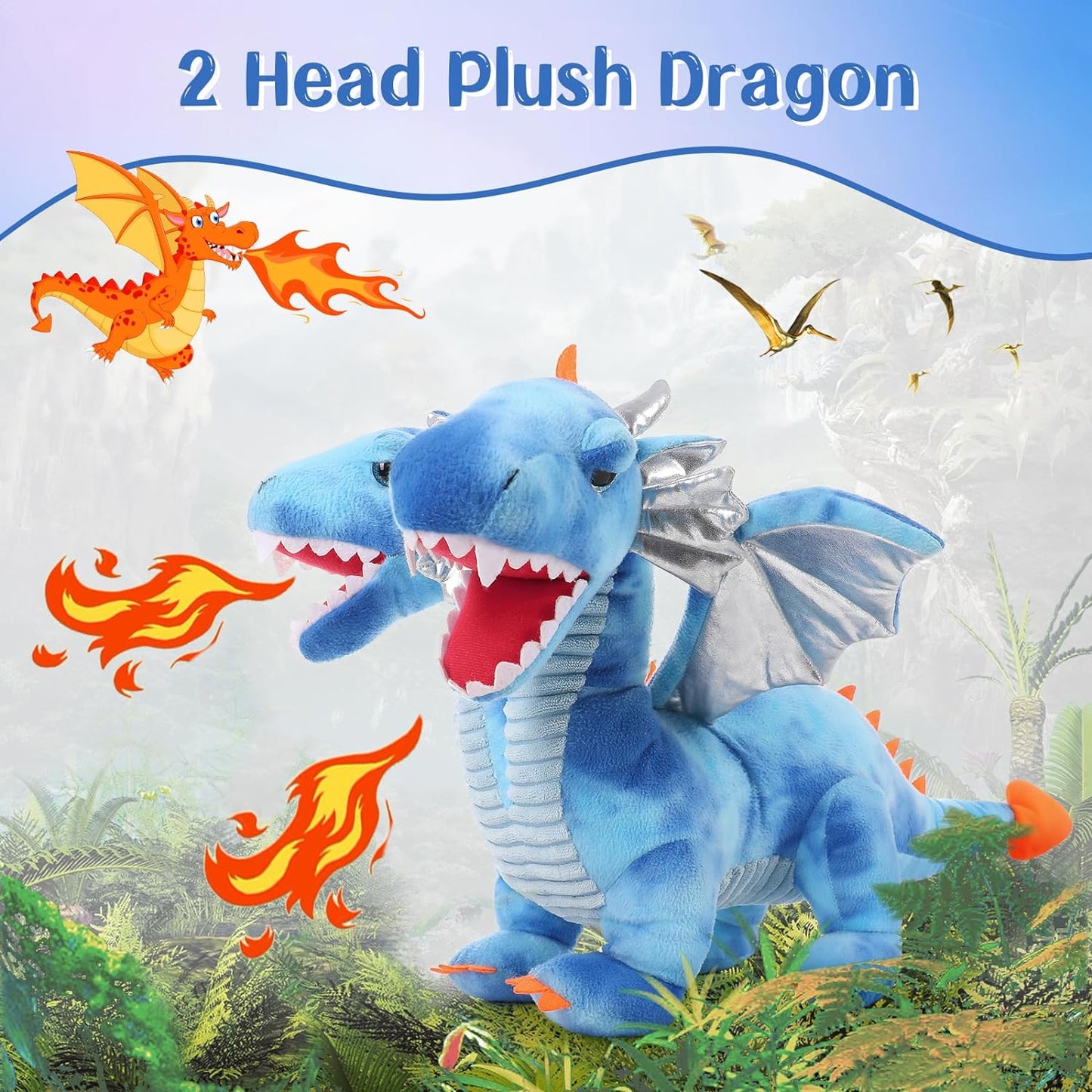 Double-headed Dragon Plush Toy, 23.6 Inches - MorisMos Stuffed Animals
