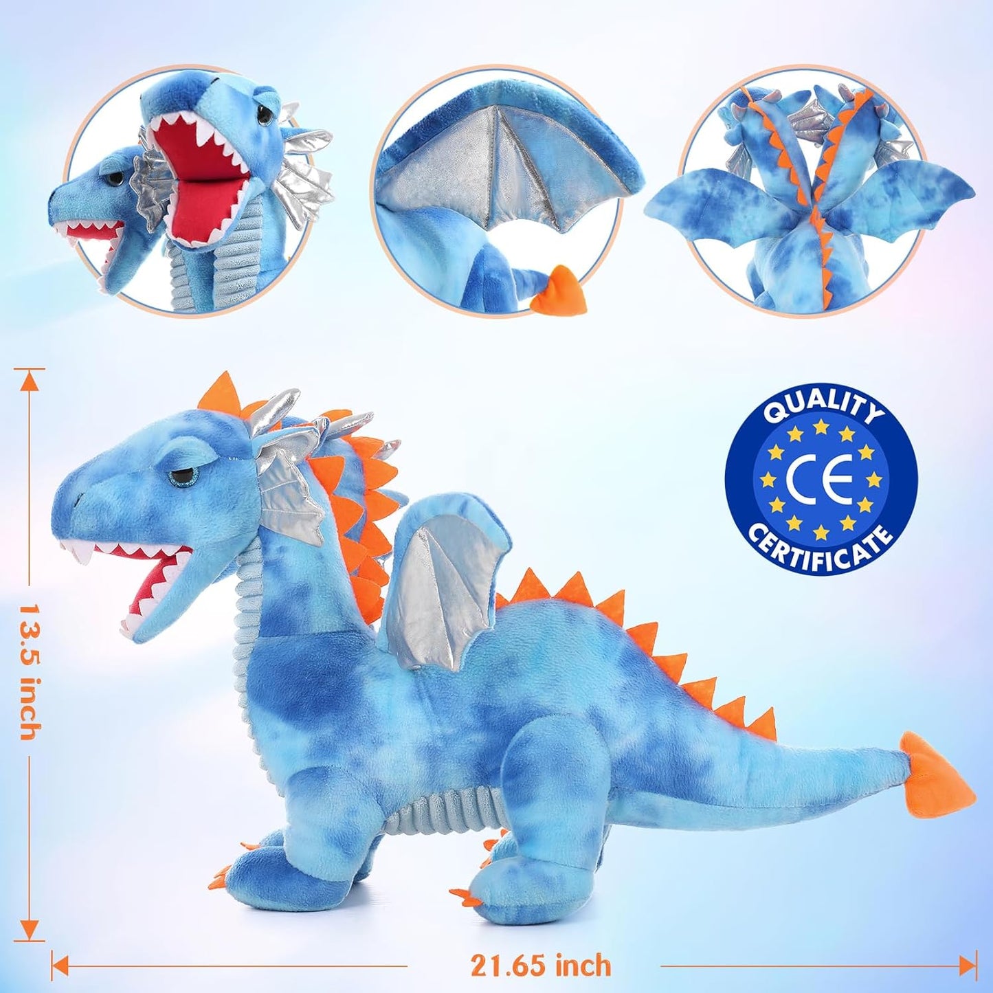 Double-headed Dragon Plush Toy, 23.6 Inches - MorisMos Stuffed Animals