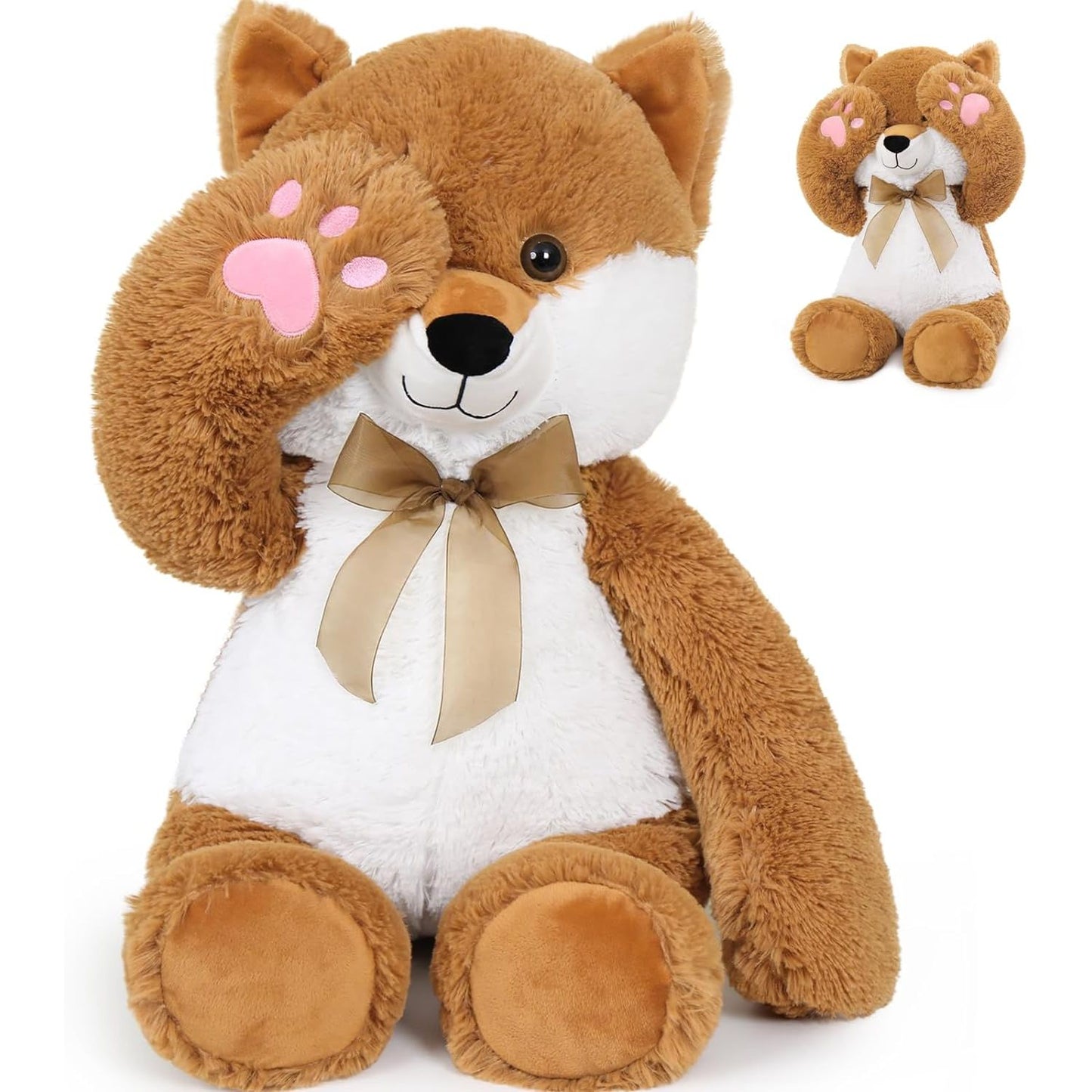 Fox Plush Toys - Fox Stuffed Animals 24 Inches - Jungle/Safari Stuffed Animals - Hide and Seek Play Toys - Cute Cartoon Plush Pillows for Kids - Christmas/Birthday/Baby Shower/Valentine's Day/Thanksgiving Gift For Teens Kids Adults