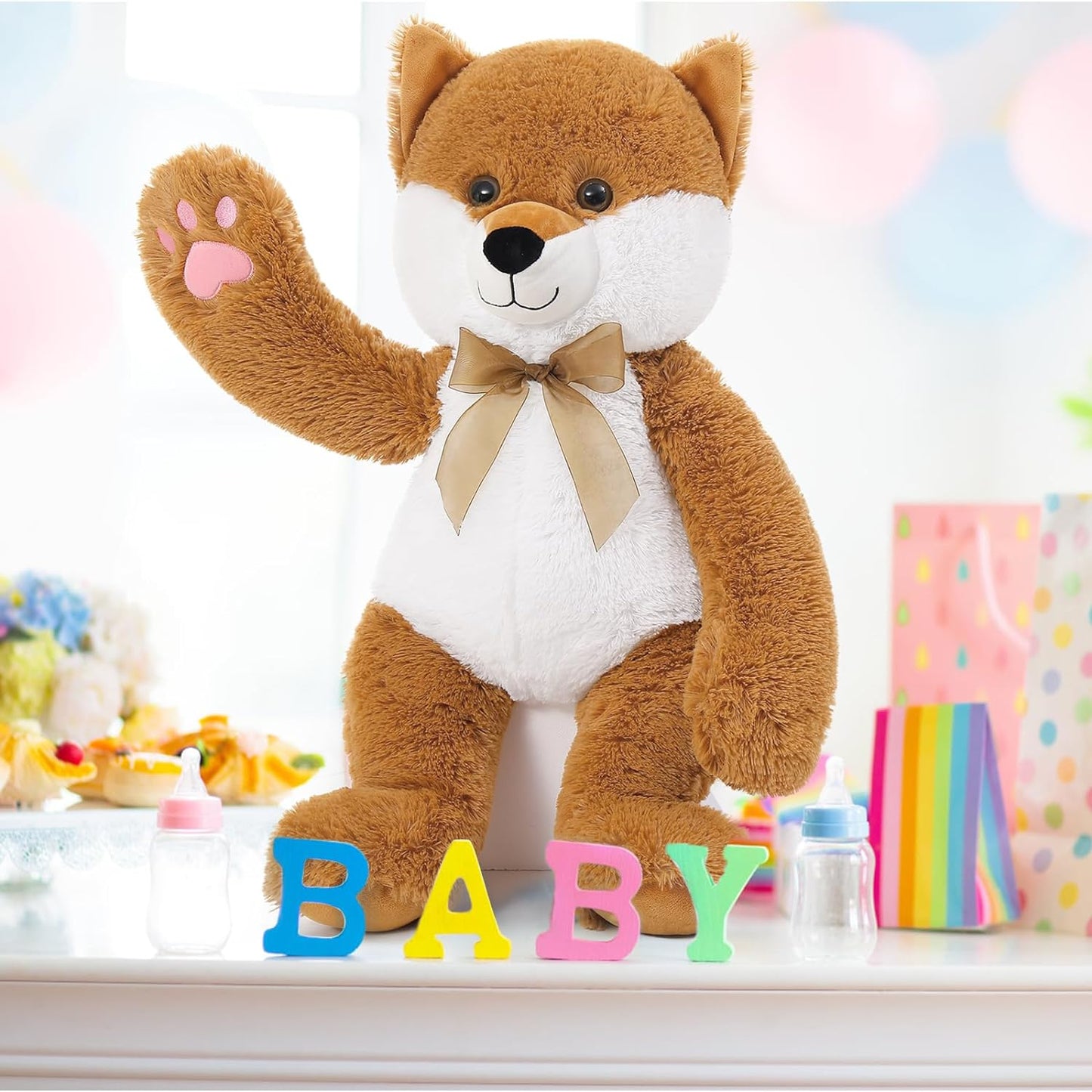 Fox Plush Toys - Fox Stuffed Animals 24 Inches - Jungle/Safari Stuffed Animals - Hide and Seek Play Toys - Cute Cartoon Plush Pillows for Kids - Christmas/Birthday/Baby Shower/Valentine's Day/Thanksgiving Gift For Teens Kids Adults
