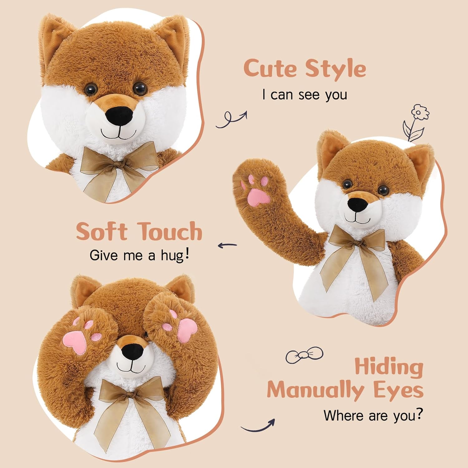 Dairy Cow/Fox/Giraffe Plush Toy Stuffed Animals, 24 Inches