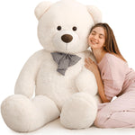 Huge 5 ft Beige Teddy Bear Plush Toys - White Teddy Bear Stuffed Animals - Massive Valentine's Day Teddy Bears&Gifts - Soft Cuddly Smiling Face Big Teddy Bear Plush Gift for Girlfriend/Boyfriend - Teddy Bear Plush Dolls for Birthday/Baby Shower/Christmas