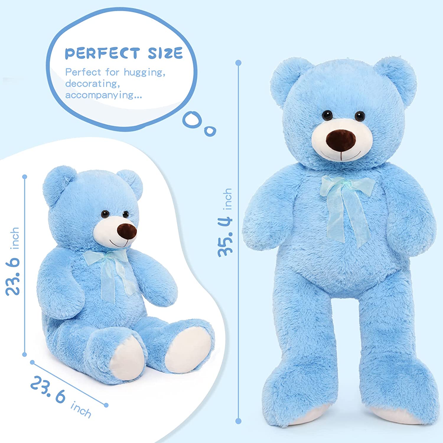 Giant Teddy Bear Plush Toy, Multicolor, 35.4/51 Inches