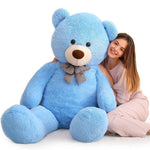 Huge Blue Teddy Bear Plush Toys - Blue Teddy Bear Stuffed Animals - Massive Valentine's Day Teddy Bears&Gifts - Soft Cuddly Smiling Face Big Teddy Bear Plush Gift for Girlfriend/Boyfriend - Teddy Bear Plush Dolls for Birthday/Baby Shower/Christmas