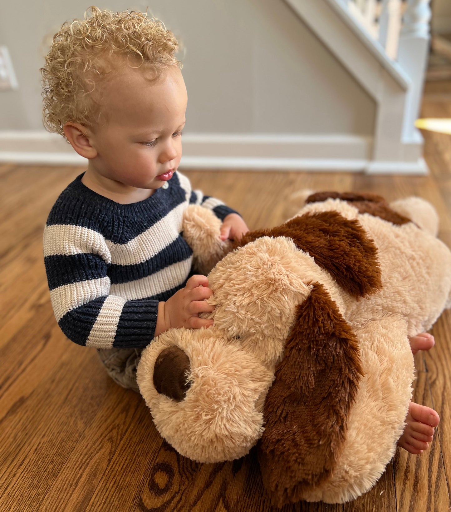 Giant Dog Stuffed Plush Toy, Brown/White/Pink, 31/51 Inches