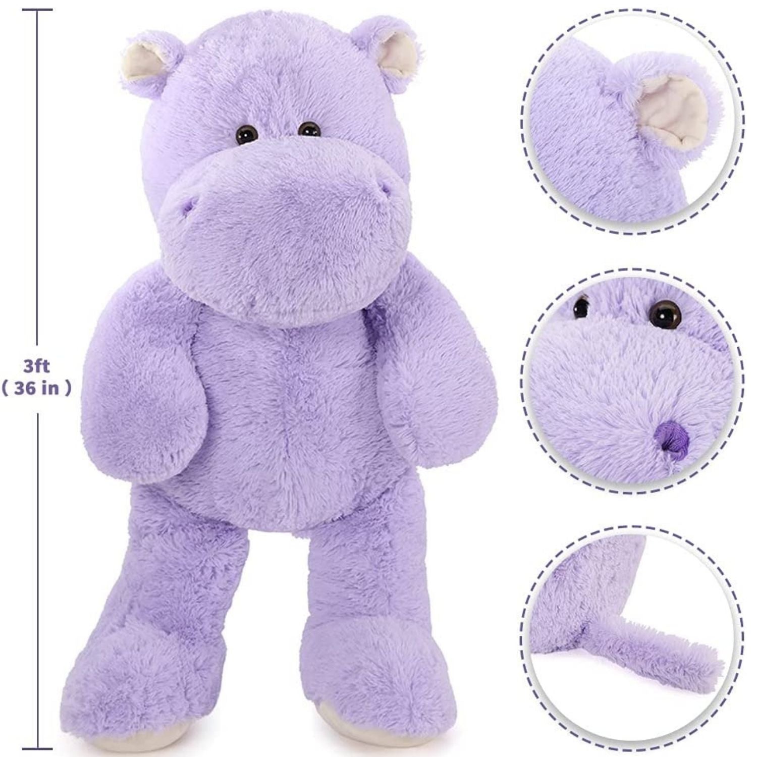 Giant Hippopotamus Stuffed Toy, Purple, 36 Inches - MorisMos Plush Toys Online