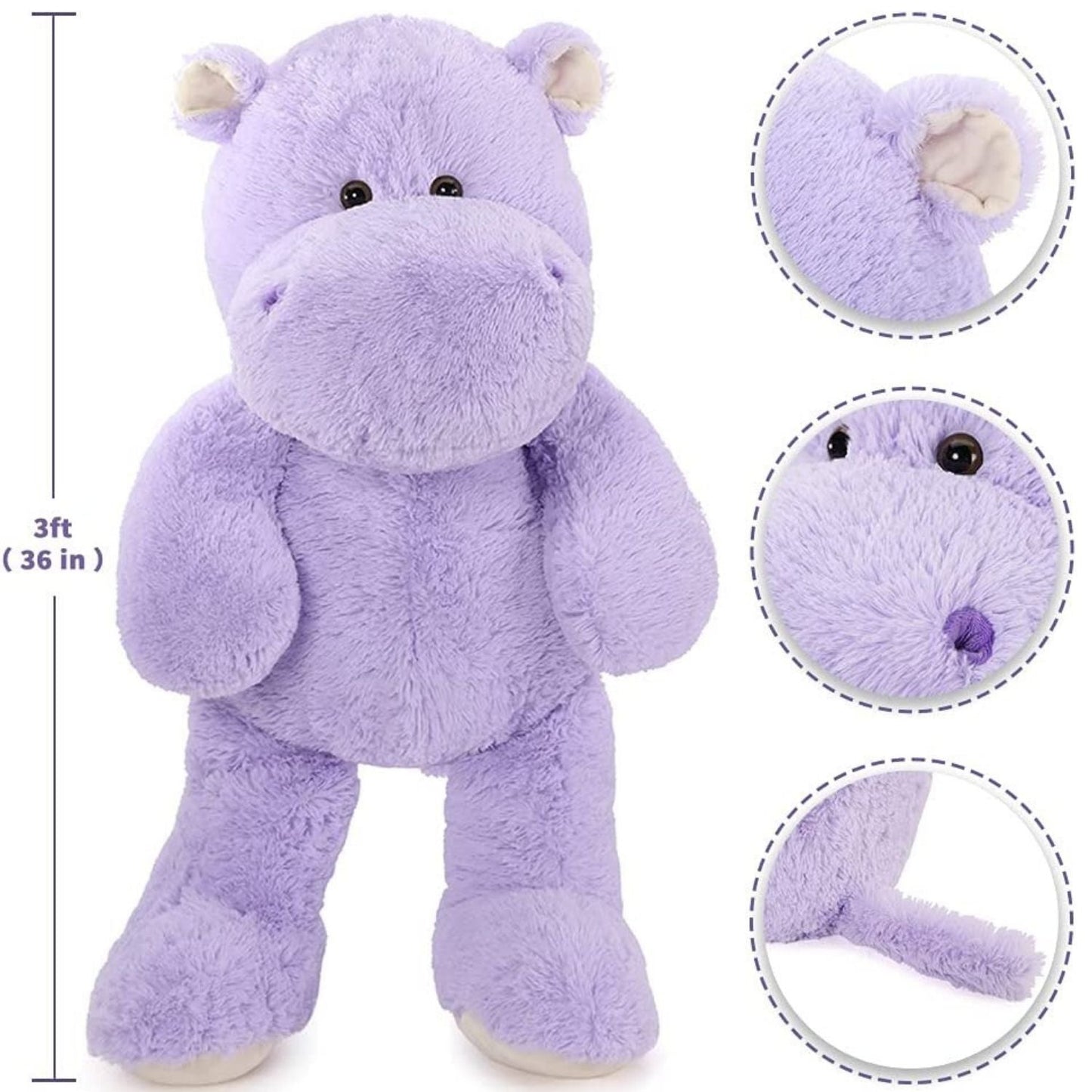 Giant Hippopotamus Stuffed Toy, Purple, 36 Inches - MorisMos Plush Toys Online