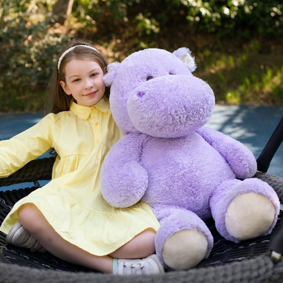 Giant Hippopotamus Stuffed Toy, Purple, 36 Inches - MorisMos Plush Toys Online