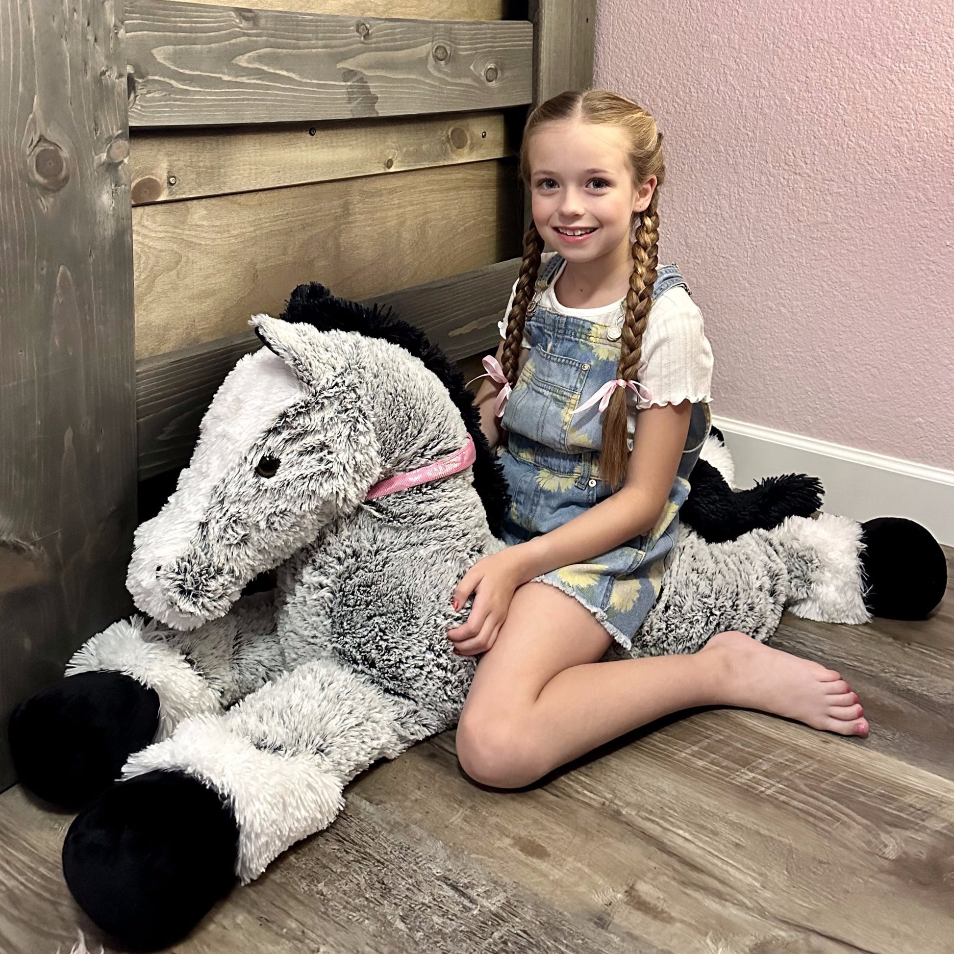 Giant Horse Plush Toy, Grey/Brown/Dark Brown/Coffee, 35/47 Inches