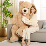 Giant Teddy Bear Plush Toys - Brown 5 ft Teddy Bear Plush Dolls - Smiling Teddy Bear Stuffed Animals - Valentine's Day Teddy Bear Plushies - Teddy Bear Theme Baby Shower - We Can Bearly Wait Baby Shower Decor