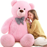 Huge 5 FT Pink Teddy Bear Plush Toys - Pink Teddy Bear Stuffed Animals - Massive Valentine's Day Teddy Bears&Gifts - Soft Cuddly Smiling Face Big Teddy Bear Plush Gift for Girlfriend/Boyfriend - Teddy Bear Plush Dolls for Birthday/Baby Shower/Christmas