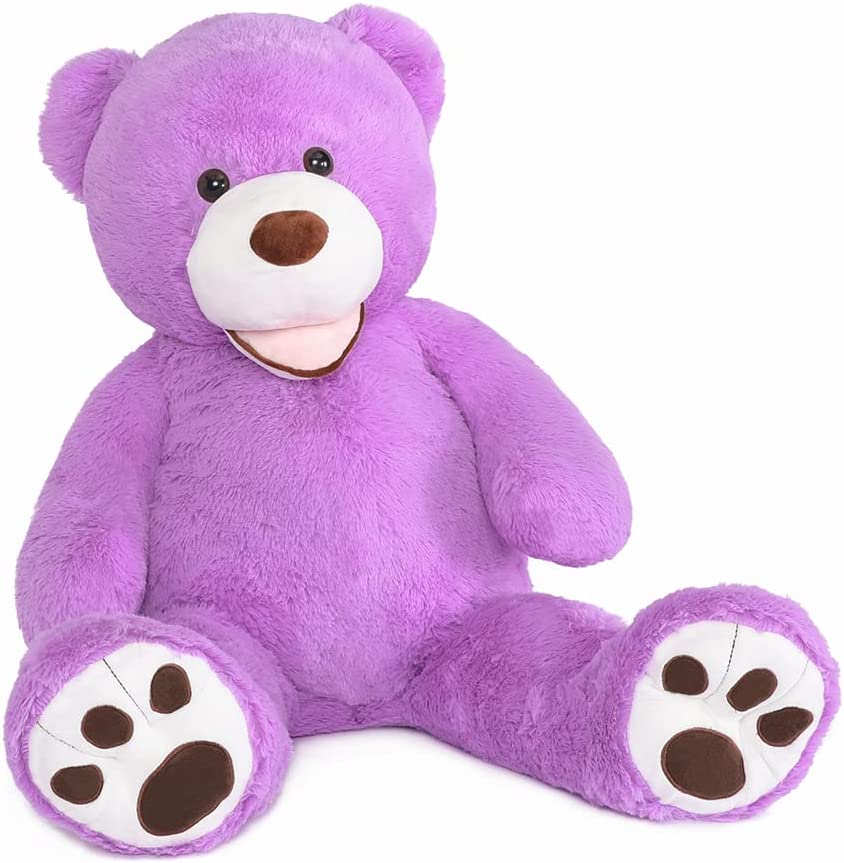 Giant Purple Teddy Bear Plush Toys - Purple 6 FT Teddy Bear Plush Dolls - Smiling Teddy Bear Stuffed Animals - Valentine's Day Teddy Bear Plushies - Teddy Bear Theme Baby Shower - We Can Bearly Wait Baby Shower Decor - Romantic Valentine's Day Gift