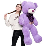 Teddy Bear Stuffed Animal - Plush Giant Teddy Bears with Bows - Big Purple Bear 47-inch - Massive 4 Feet Teddy Bear Plush Dolls - We Can Bearly Wait - Teddy Bear Themed Baby Shower - Gender Reveal Party Decorations - Valentine's Day Teddy Bear & Gift for Girlfriend/Boyfriend - MorisMos Stuffed Animals