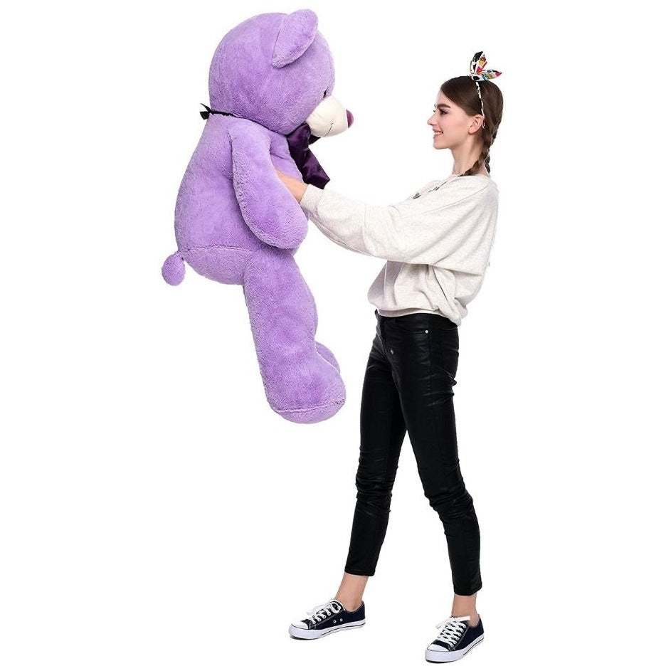 Teddy Bear Stuffed Animal - Plush Giant Teddy Bears with Bows - Big Purple Bear 47-inch - Massive 4 Feet Teddy Bear Plush Dolls - We Can Bearly Wait - Teddy Bear Themed Baby Shower - Gender Reveal Party Decorations - Valentine's Day Teddy Bear & Gift for Girlfriend/Boyfriend - MorisMos Stuffed Animals
