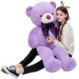 Teddy Bear Stuffed Animal - Plush Giant Teddy Bears with Bows - Big Purple Bear 47-inch - Massive 4 Feet Teddy Bear Plush Dolls - We Can Bearly Wait - Teddy Bear Themed Baby Shower - Gender Reveal Party Decorations - Valentine's Day Teddy Bear & Gift for Girlfriend/Boyfriend - MorisMos Stuffed Animals