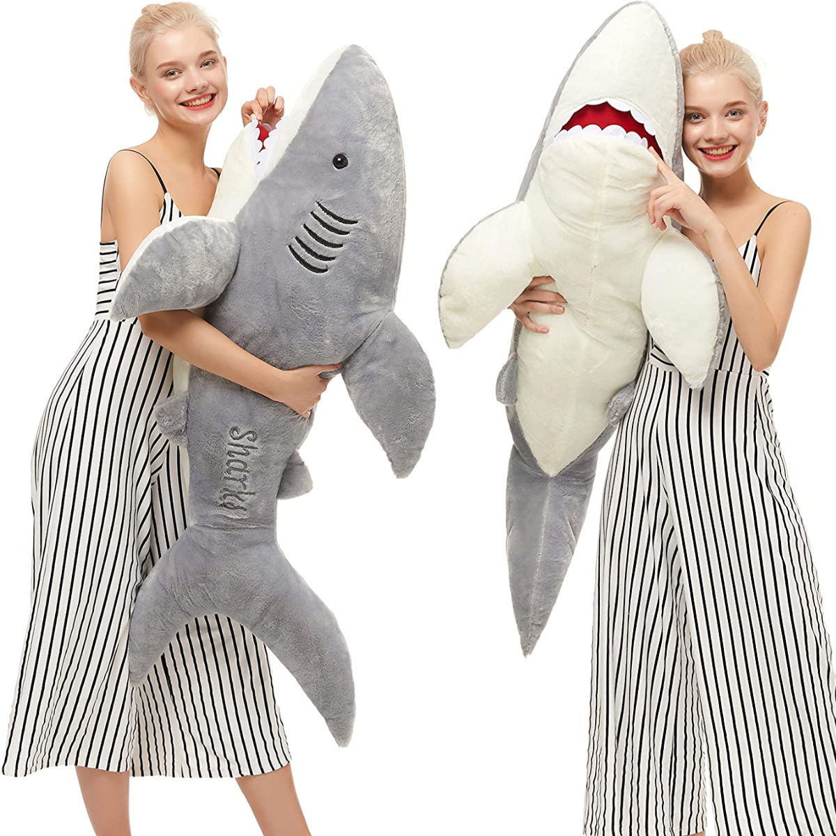 Giant Shark Stuffed Animal, Grey, 51 Inches - MorisMos Plush Toys