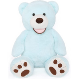 Giant Light Blue Teddy Bear Plush Toys - Light Blue Teddy Bear Plush Dolls - Smiling Teddy Bear Stuffed Animals - Valentine's Day Teddy Bear Plushies - Teddy Bear Theme Baby Shower - We Can Bearly Wait Baby Shower Decor - Romantic Valentine's Day Gift
