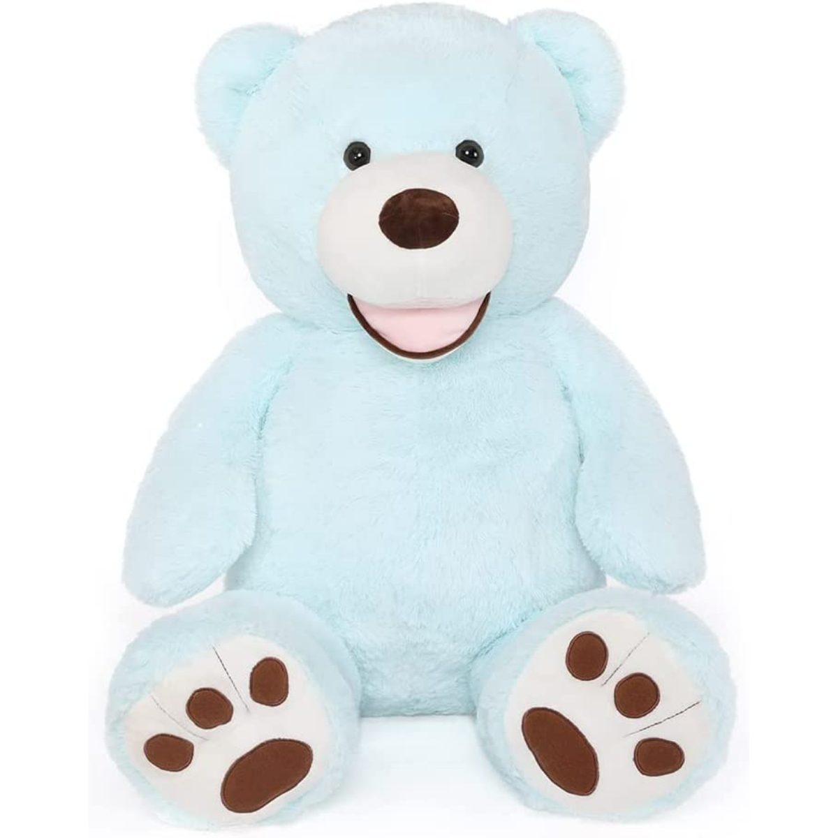 Giant Light Blue Teddy Bear Plush Toys - Light Blue Teddy Bear Plush Dolls - Smiling Teddy Bear Stuffed Animals - Valentine's Day Teddy Bear Plushies - Teddy Bear Theme Baby Shower - We Can Bearly Wait Baby Shower Decor - Romantic Valentine's Day Gift