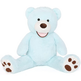 Giant Light Blue Teddy Bear Plush Toys - Light Blue Teddy Bear Plush Dolls - Smiling Teddy Bear Stuffed Animals - Valentine's Day Teddy Bear Plushies - Teddy Bear Theme Baby Shower - We Can Bearly Wait Baby Shower Decor - Romantic Valentine's Day Gift