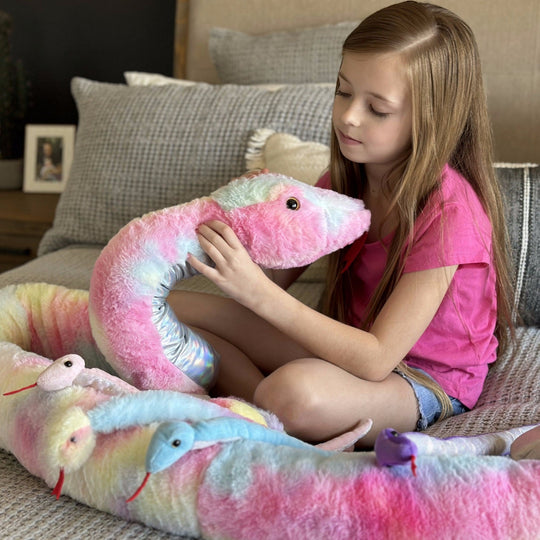 Snake Stuffed Animal Toy Set, Green/Yellow/Red/Pink/Brown, 79/118 Inches