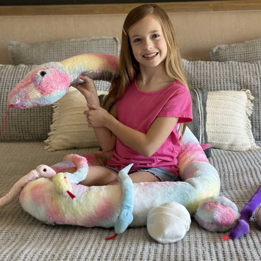 Snake Stuffed Animal Toy Set, Green/Yellow/Red/Pink/Brown, 79/118 Inches