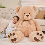 Giant Teddy Bear Plush Toy, Light Brown, 43/55 Inches - MorisMos Stuffed Animals - Valentine's Day Gift for Girlfriend/Boyfriend - Fluffly Cuddly Plushy Fluffy Toy - Cute Teddy Bear Plush Pillows for Kids - Christmas/Birthday Gift for Children/Teens/Adults - Romantic Anniversary Gift for Wife/Husband - Birthday Gift for Friends - Teddy Bear Theme Baby Shower

