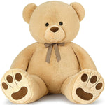 Giant Teddy Bear Plush Toy, Light Brown, 43/55 Inches - MorisMos Stuffed Animals - Valentine's Day Gift for Girlfriend/Boyfriend - Fluffly Cuddly Plushy Fluffy Toy - Cute Teddy Bear Plush Pillows for Kids - Christmas/Birthday Gift for Children/Teens/Adults - Romantic Anniversary Gift for Wife/Husband - Birthday Gift for Friends - Teddy Bear Theme Baby Shower
