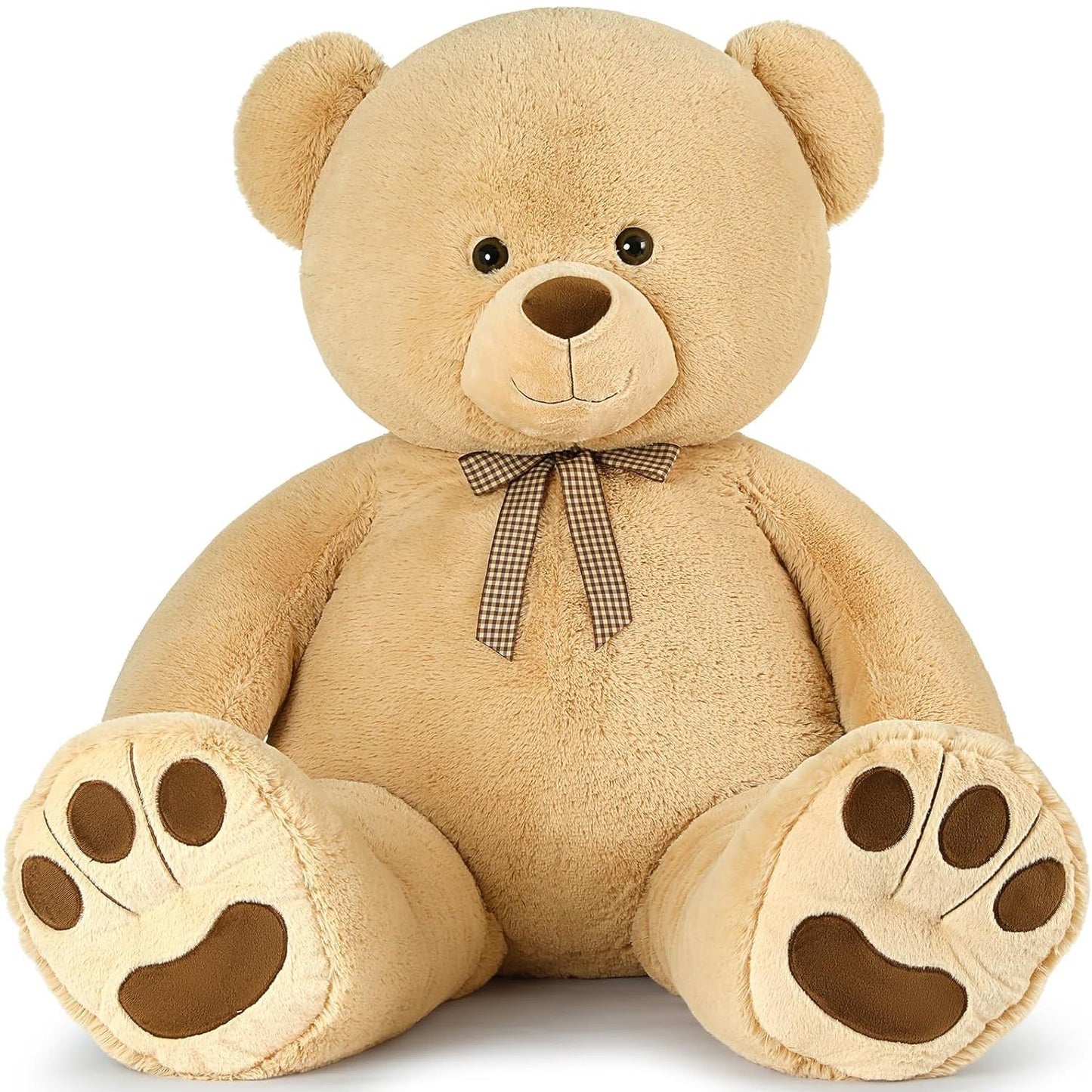 Giant Teddy Bear Plush Toy, Light Brown, 43/55 Inches - MorisMos Stuffed Animals - Valentine's Day Gift for Girlfriend/Boyfriend - Fluffly Cuddly Plushy Fluffy Toy - Cute Teddy Bear Plush Pillows for Kids - Christmas/Birthday Gift for Children/Teens/Adults - Romantic Anniversary Gift for Wife/Husband - Birthday Gift for Friends - Teddy Bear Theme Baby Shower
