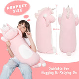 Giant Unicorn Body Pillow, Pink, 23.6/36.2 Inches - MorisMos Stuffed Animals