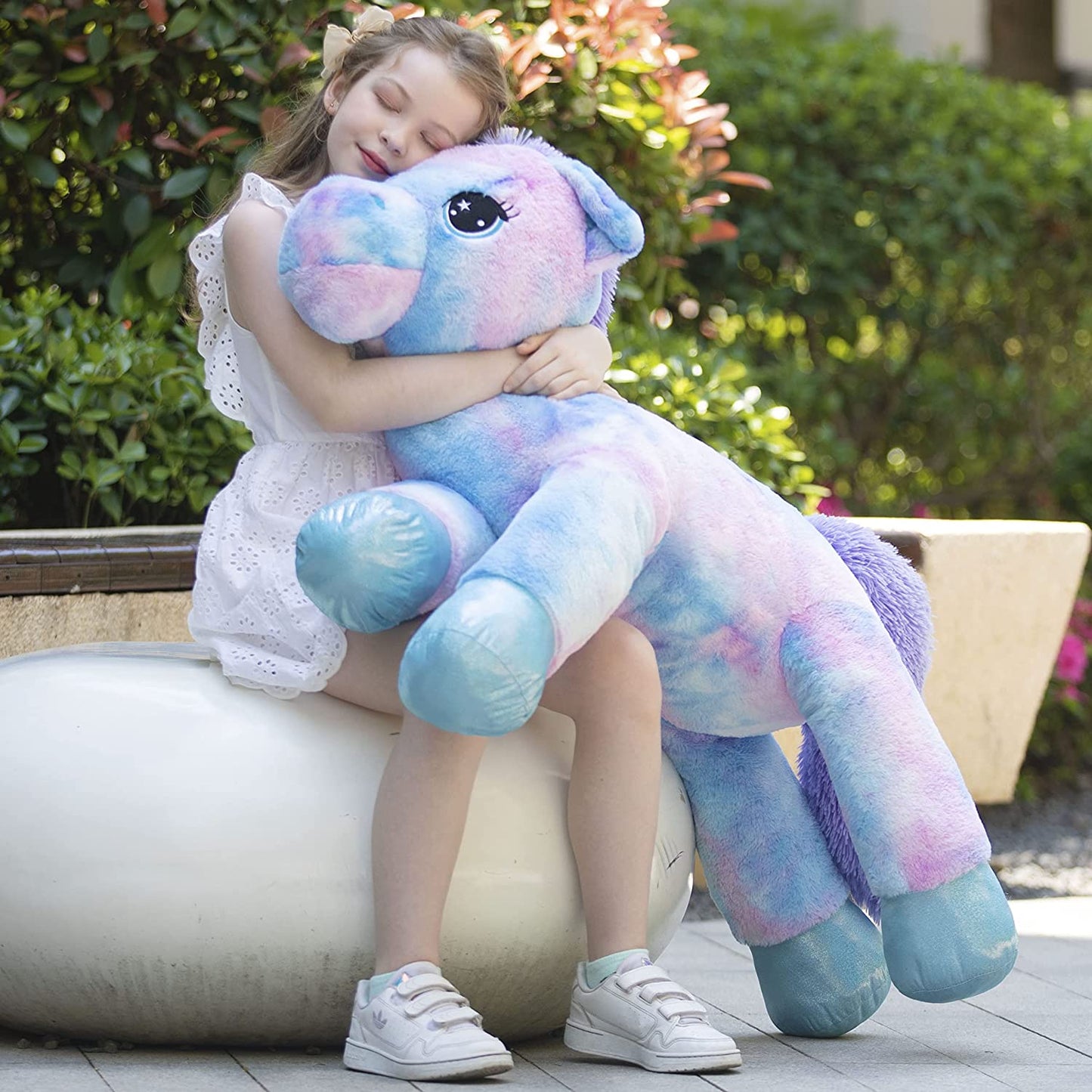Giant Unicorn Stuffed Animal Toy, Pink/Blue, 43 Inches