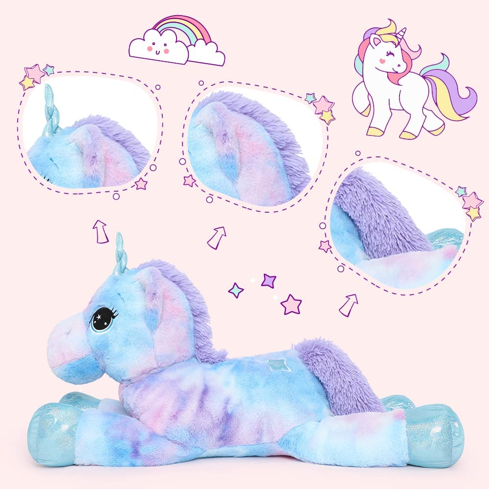 Giant Unicorn Stuffed Animal Toy, Pink/Blue, 43 Inches