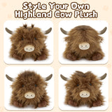 One Big Highland Cow with Three Calves - Highland Cattle Stuffed Animals with Babies inside the Belly - Lifelike Highland Cow Toys for Kids, Teens, Adults - Fluffy Baby Highland Cows - Farm Souvenirs - Farm Theme Party Favors