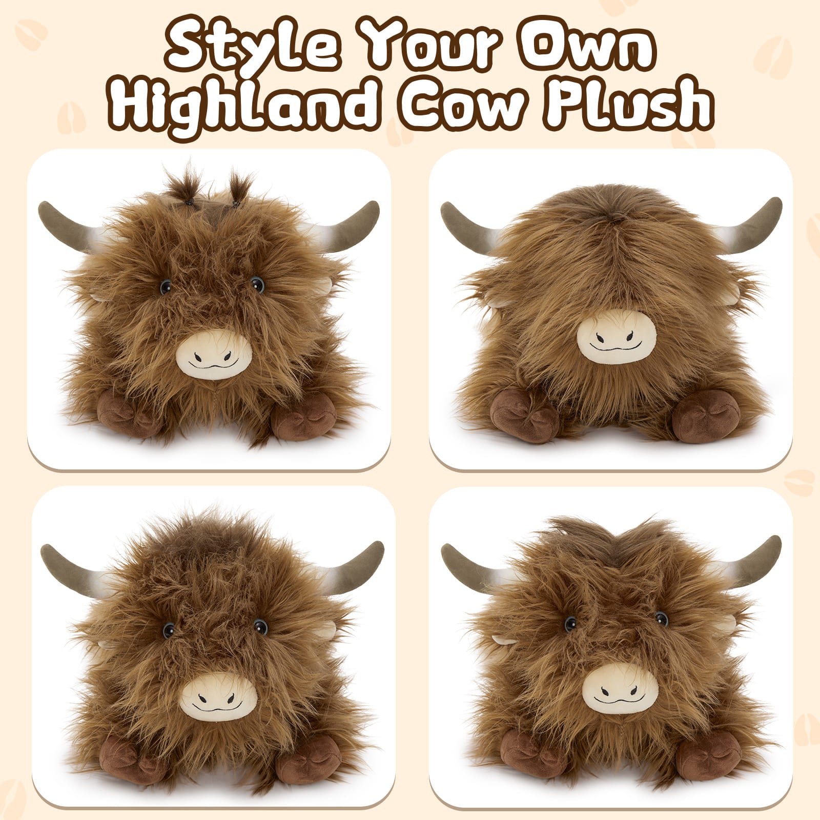 One Big Highland Cow with Three Calves - Highland Cattle Stuffed Animals with Babies inside the Belly - Lifelike Highland Cow Toys for Kids, Teens, Adults - Fluffy Baby Highland Cows - Farm Souvenirs - Farm Theme Party Favors