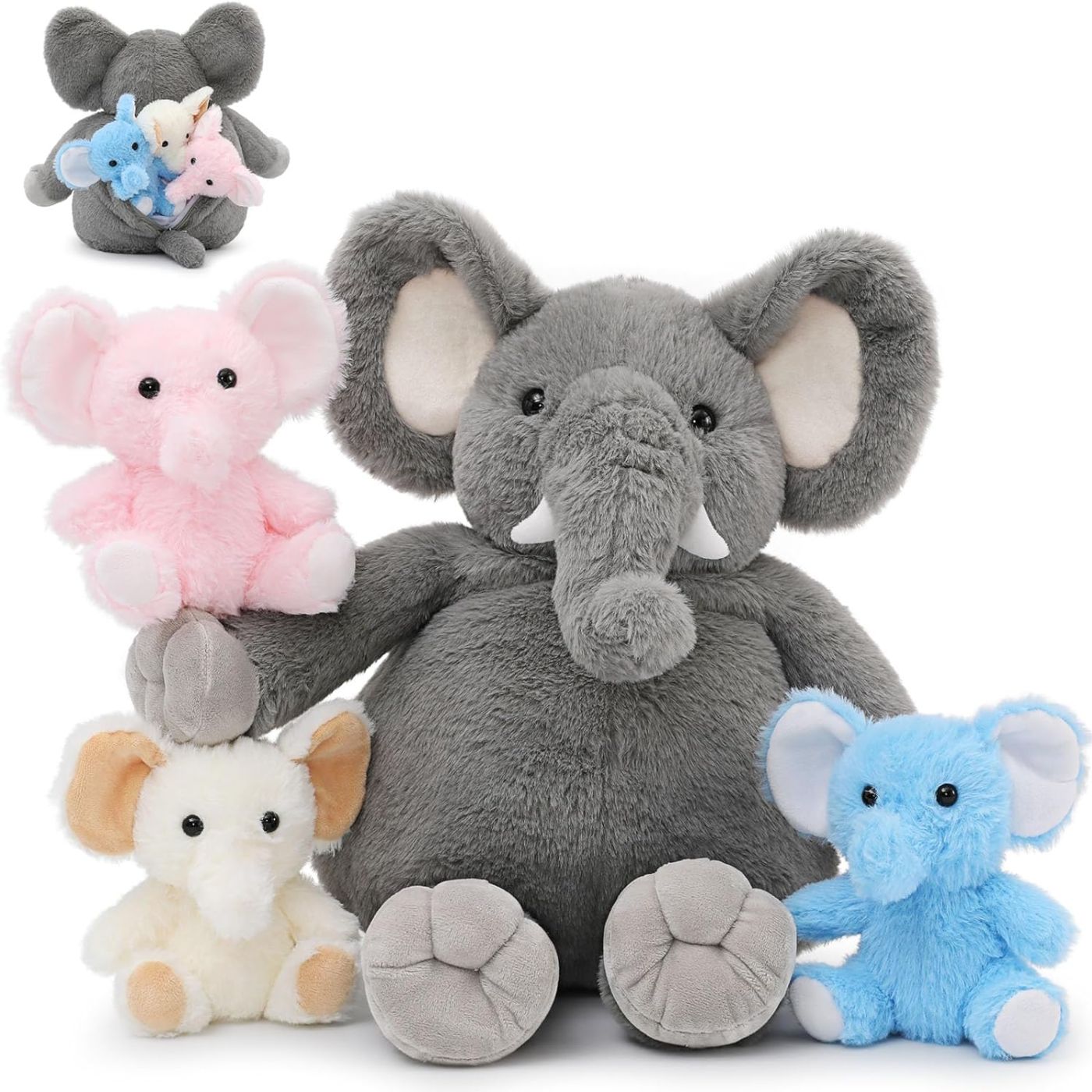 Elephant Plush Toy Set, Grey, 20 Inches