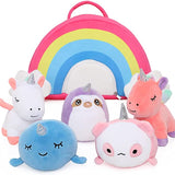 6 Pack Mini Unicorn Plush Toys - Pink Unicorn Plush  - Unicorn Stuffed Animal Bulk for Kids, Carnival Prizes, School Gifts, Valentine's Day Party Favors - Unicorn Plush Dolls 