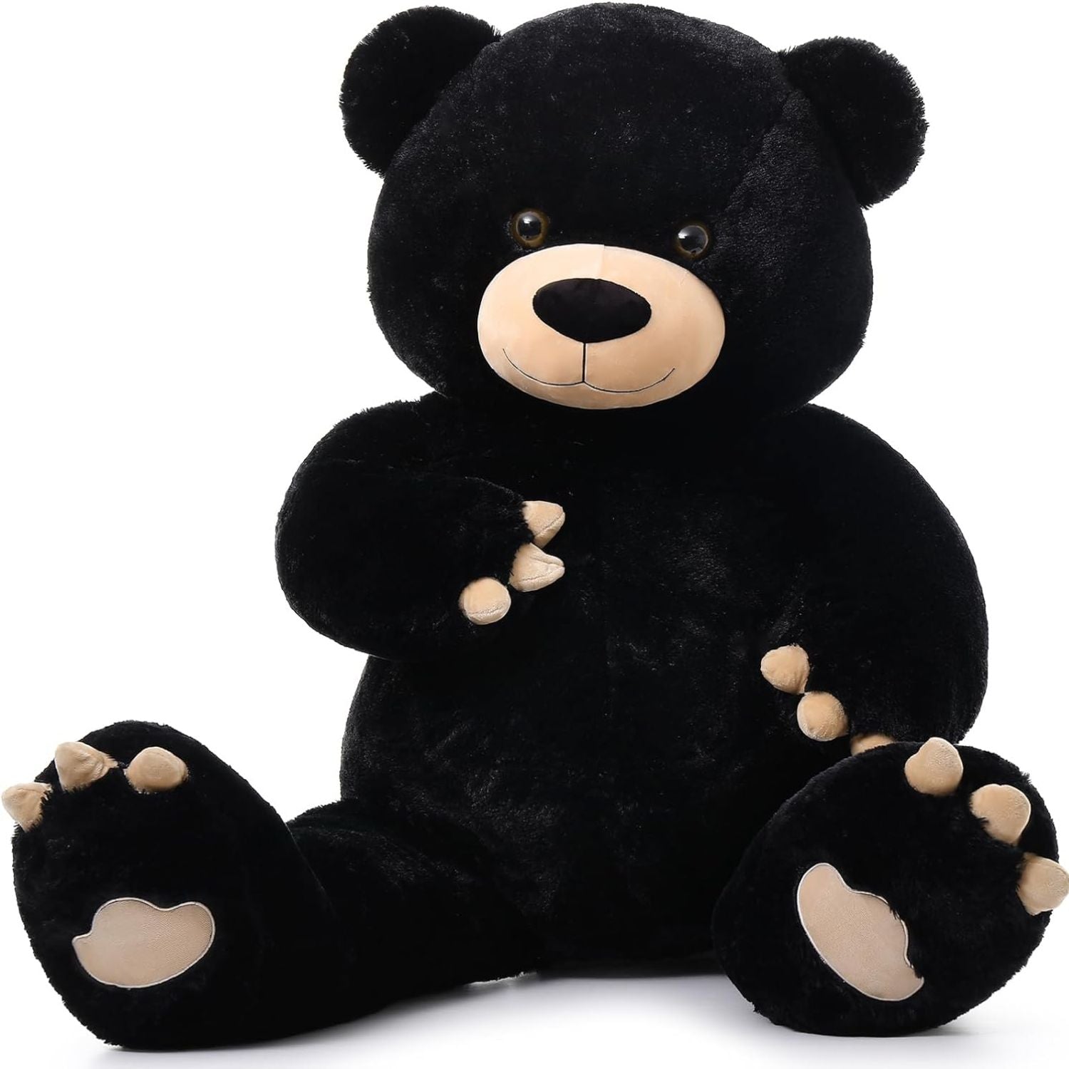 Giant Black Teddy Bear Plush Toys - 5 FT Jumbo Teddy Bear Stuffed Animals -  Valentine's Day Teddy Bear & Gifts for Boyfriend - Soft Cuddly Plush Black Bear - Cute Bear Toy with Footprints - Gift for Kids Baby Toddlers on Baby Shower, Birthday, Christmas, Valentine's Day