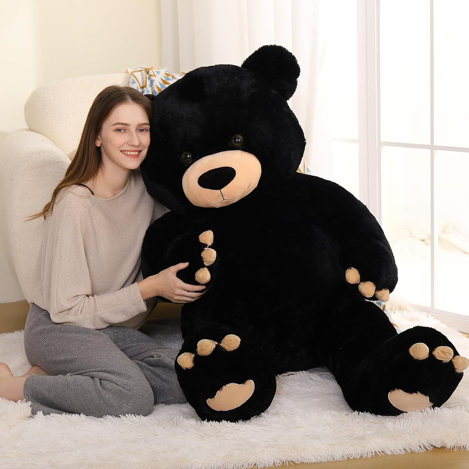 Large Teddy Bear Plush Toy, Black, 59 Inches