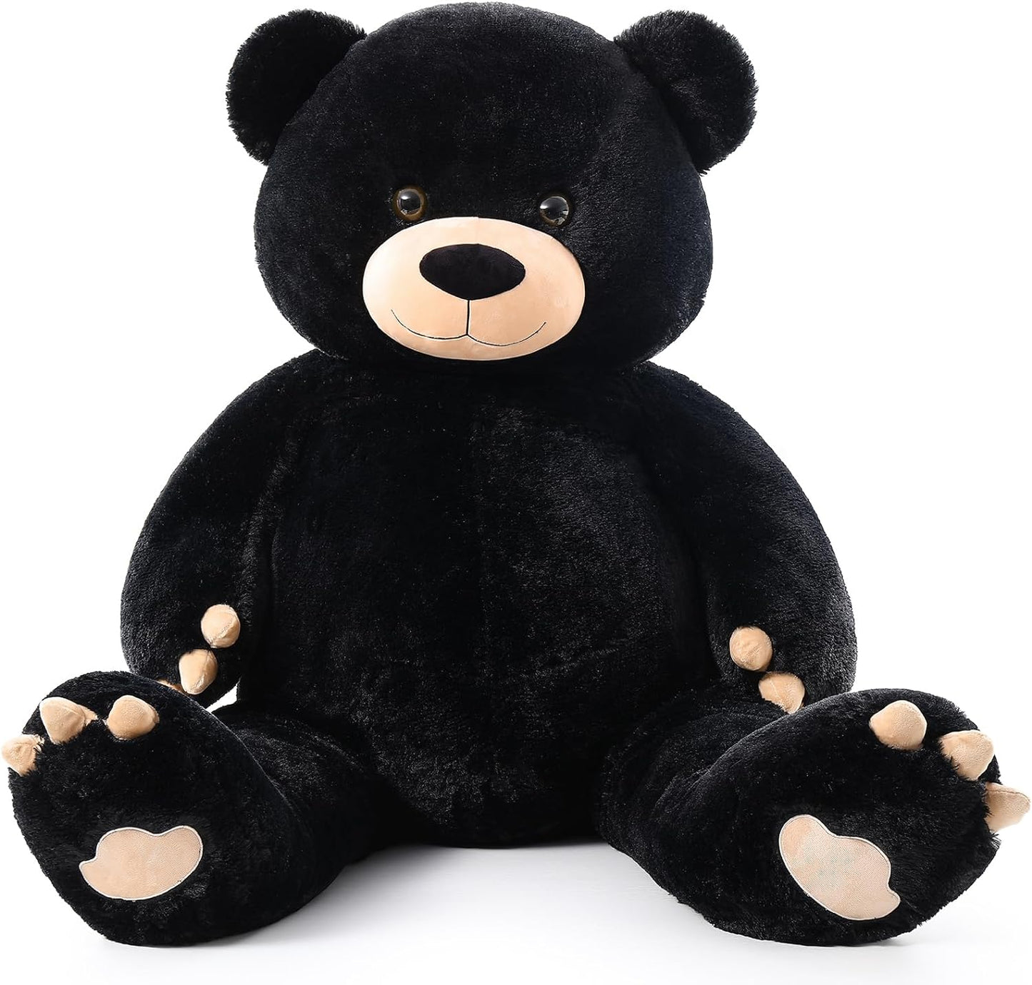 Giant Black Teddy Bear Plush Toys - 5 FT Jumbo Teddy Bear Stuffed Animals -  Valentine's Day Teddy Bear & Gifts for Boyfriend - Soft Cuddly Plush Black Bear - Cute Bear Toy with Footprints - Gift for Kids Baby Toddlers on Baby Shower, Birthday, Christmas, Valentine's Day - MorisMos Stuffed Animals