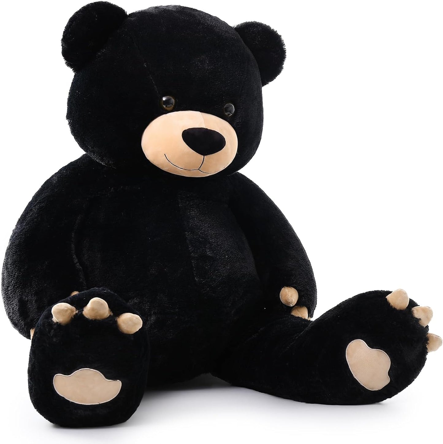 Giant Black Teddy Bear Plush Toys - 5 FT Jumbo Teddy Bear Stuffed Animals -  Valentine's Day Teddy Bear & Gifts for Boyfriend - Soft Cuddly Plush Black Bear - Cute Bear Toy with Footprints - Gift for Kids Baby Toddlers on Baby Shower, Birthday, Christmas, Valentine's Day - MorisMos Stuffed Animals